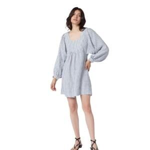 JOIE Jade Mini Dress In Blue & White Stripe Small